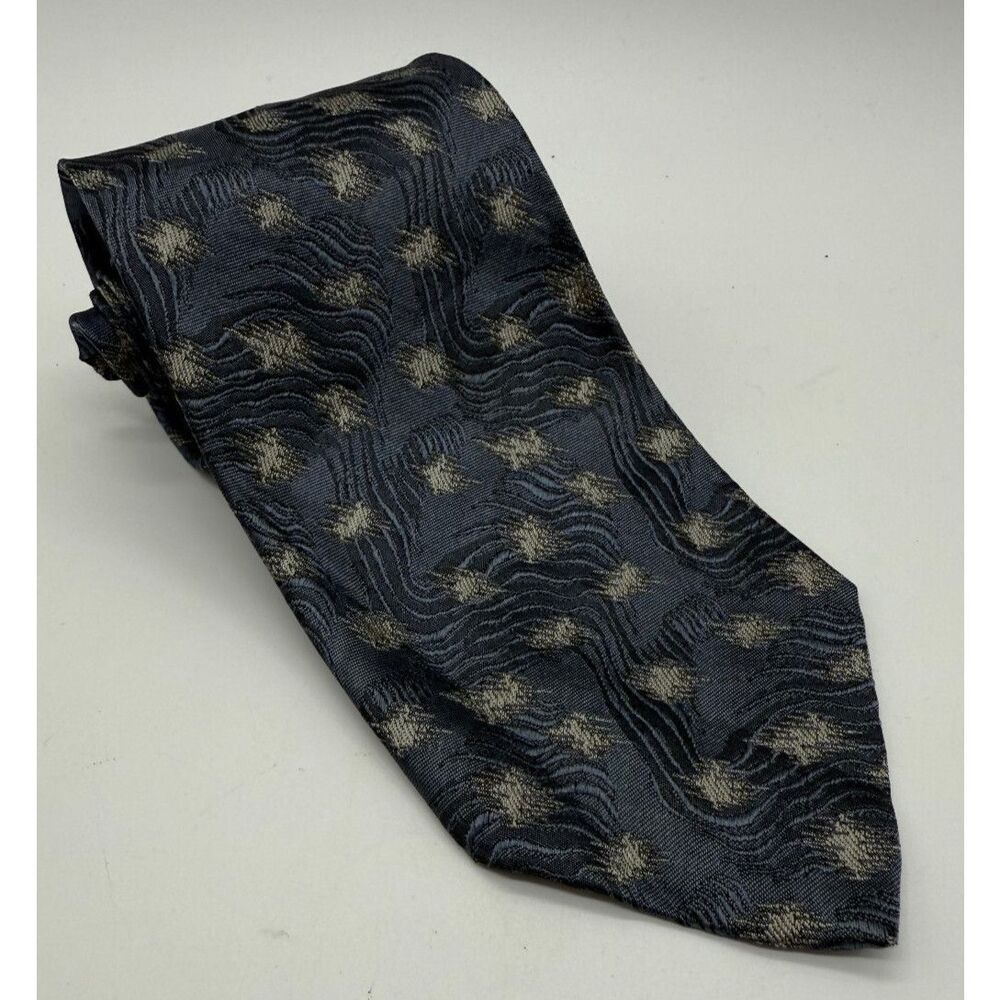 Vintage Georgio Armani Luxury Silk Neck Tie Blue Gray Made in Italy‎